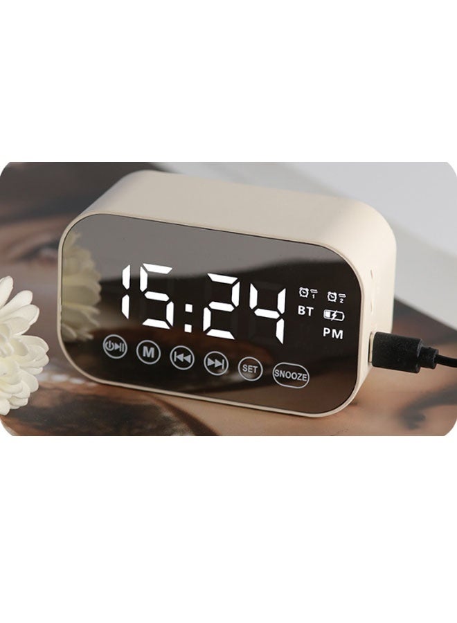 نيوترل مكبر صوت بلوتوث محمول M3 مزود بفتحة لبطاقة الذاكرة، ويتميز بوظائف الإضاءة والساعة والمنبه. استمتع بالموسيقى، وأجب على المكالمات، واستمع إلى محطات الراديو FM. مثالي للطلاب وموظفي المكاتب وغيرهم. (أبيض) - Image 2