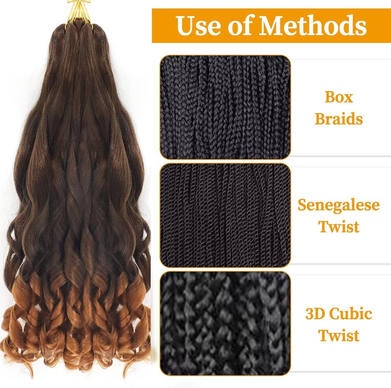 datanala French Curly Braiding Hair 22 Inch 8Pack/lot Loose Wavy Spiral Curl Braids Crochet Hair Deep Wave Synthetic Extensions Pre Stretched Bouncy Braiding Hair(T30#) - Image 3