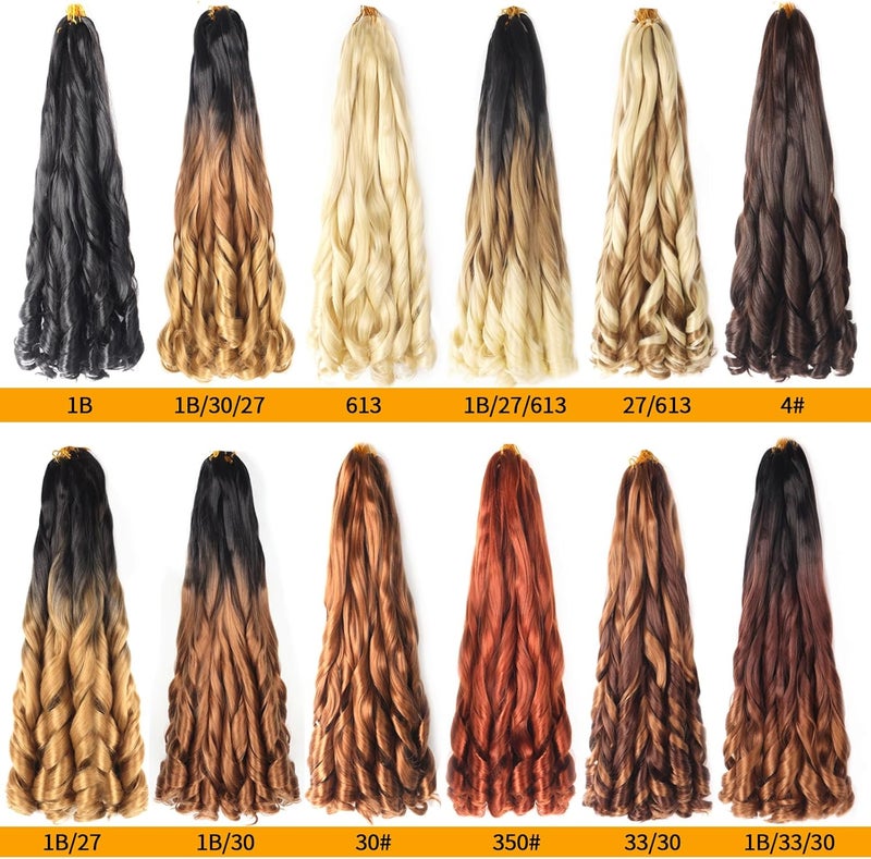 datanala French Curly Braiding Hair 22 Inch 8Pack/lot Loose Wavy Spiral Curl Braids Crochet Hair Deep Wave Synthetic Extensions Pre Stretched Bouncy Braiding Hair(T30#) - Image 4