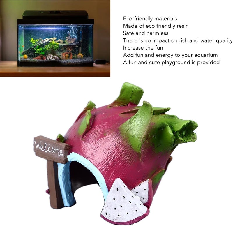 Pilipane Aquarium Resin Decoration Fun Simulation Innovative Landscaping Hideout House for Fish Tank Safe Material (Dragon Fruit) - Image 4