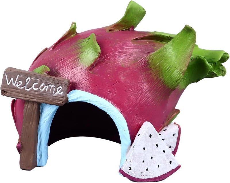 Pilipane Aquarium Resin Decoration Fun Simulation Innovative Landscaping Hideout House for Fish Tank Safe Material (Dragon Fruit) - Image 1