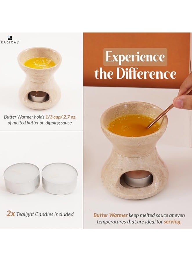 RADICALn Verona Marble Butter Warmer | 4" Handmade Fondue Pot & Candle Butter Melter for Kitchen - Image 4