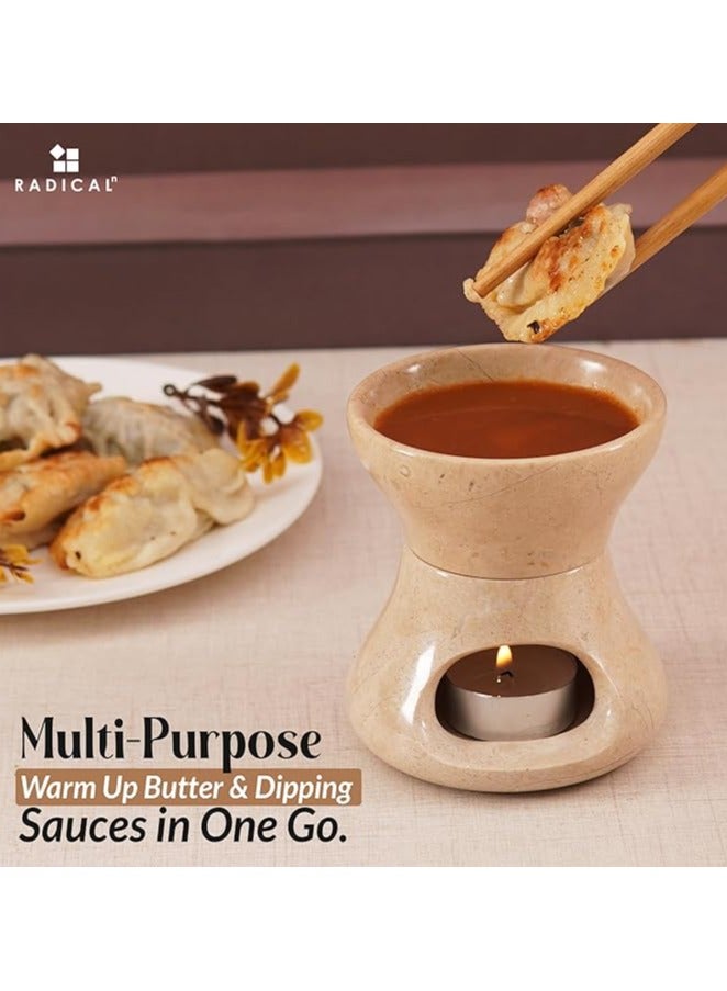 RADICALn Verona Marble Butter Warmer | 4" Handmade Fondue Pot & Candle Butter Melter for Kitchen - Image 5