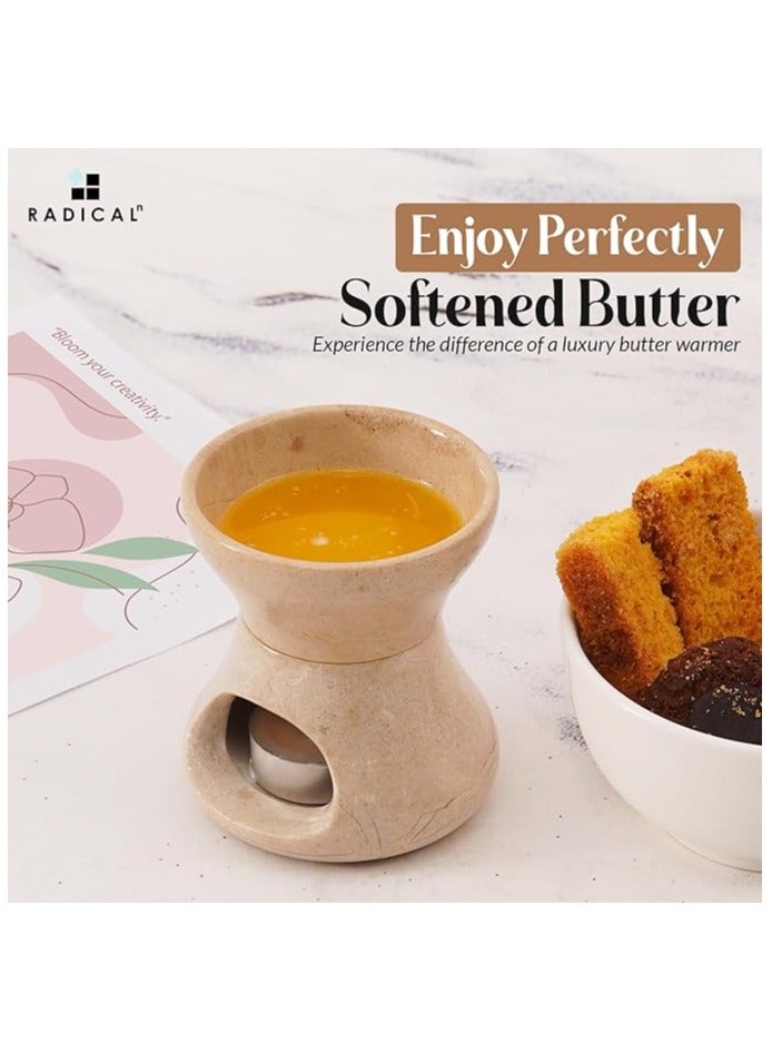 RADICALn Verona Marble Butter Warmer | 4" Handmade Fondue Pot & Candle Butter Melter for Kitchen - Image 2