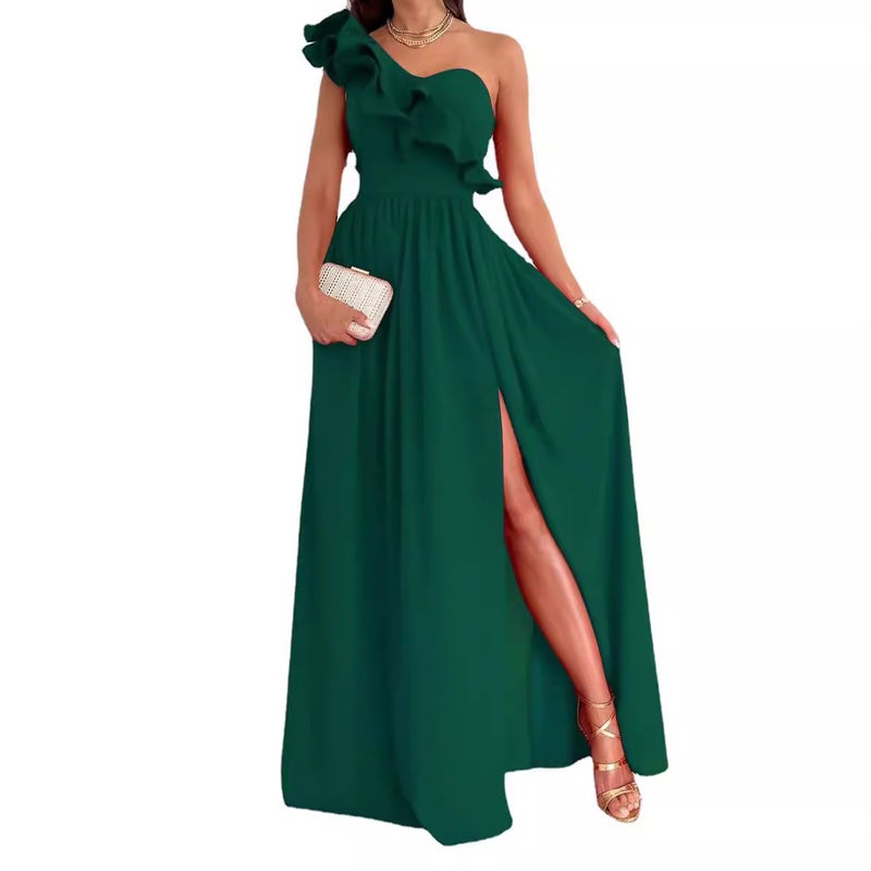 Women's Sleeveless Ruffle Hem Split Dress - Image 5