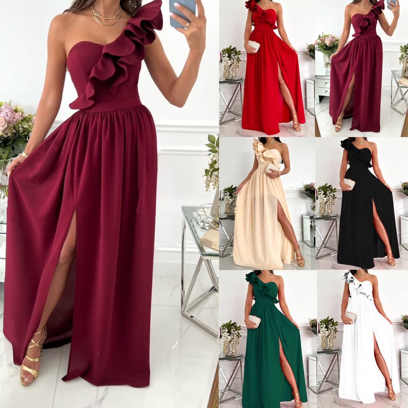 Women's Sleeveless Ruffle Hem Split Dress - Image 1