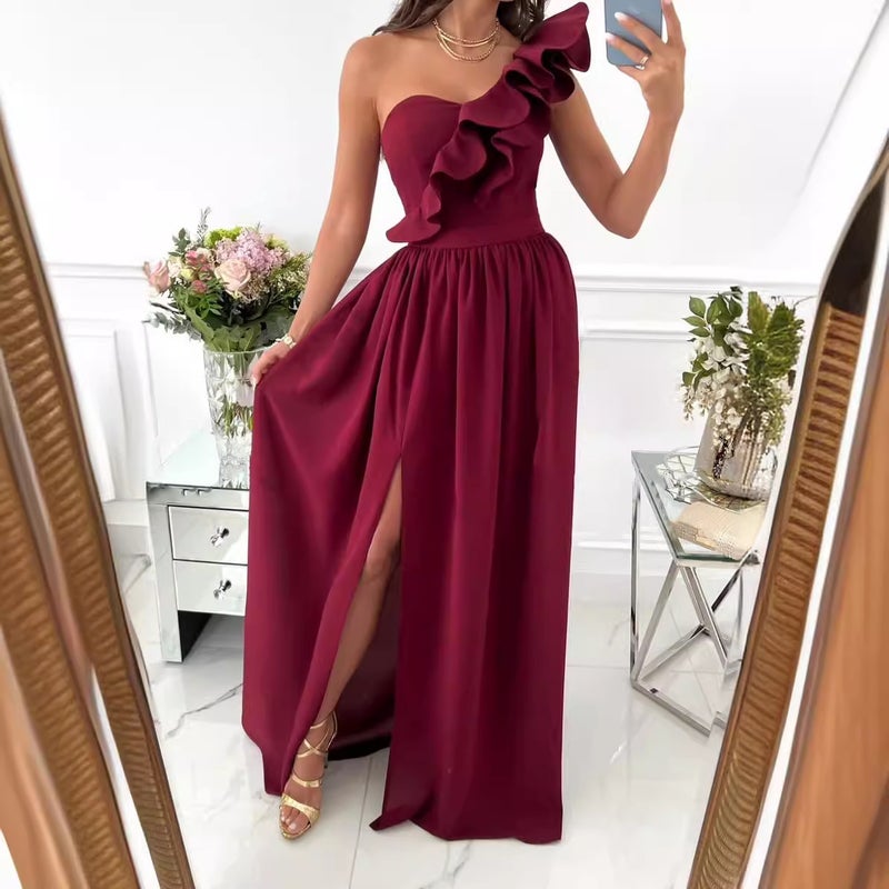 Women's Sleeveless Ruffle Hem Split Dress - Image 2