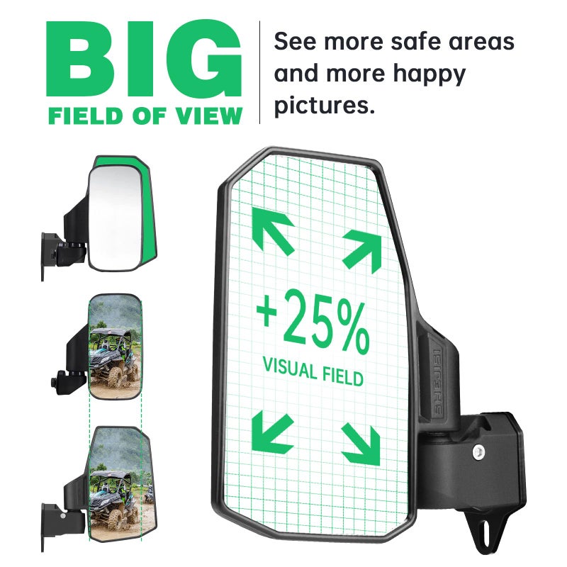 SHEJISI Defender Side Mirrors,The Spring Back Feature Allows Easy Reset After Fold,2024 New UTV Mirrors Compatible with Can Am Defender HD10 HD9 HD8 HD7 HD5,Suitable for No Door,Half Door,Full Door - Image 4