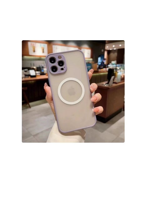 جراب مغناطيسي لهاتف iPhone 16 pro max، متوافق مع الشحن اللاسلكي [ملمس حريري] [ظهر غير لامع من البولي كربونات] جراب هاتف نحيف مقاوم للصدمات من مادة TPU - أزرق مضئ