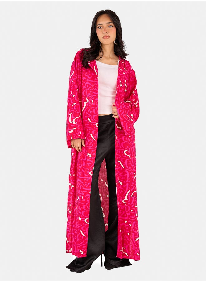 Clue Arabic Letters Hooded Kimono  - Image 1