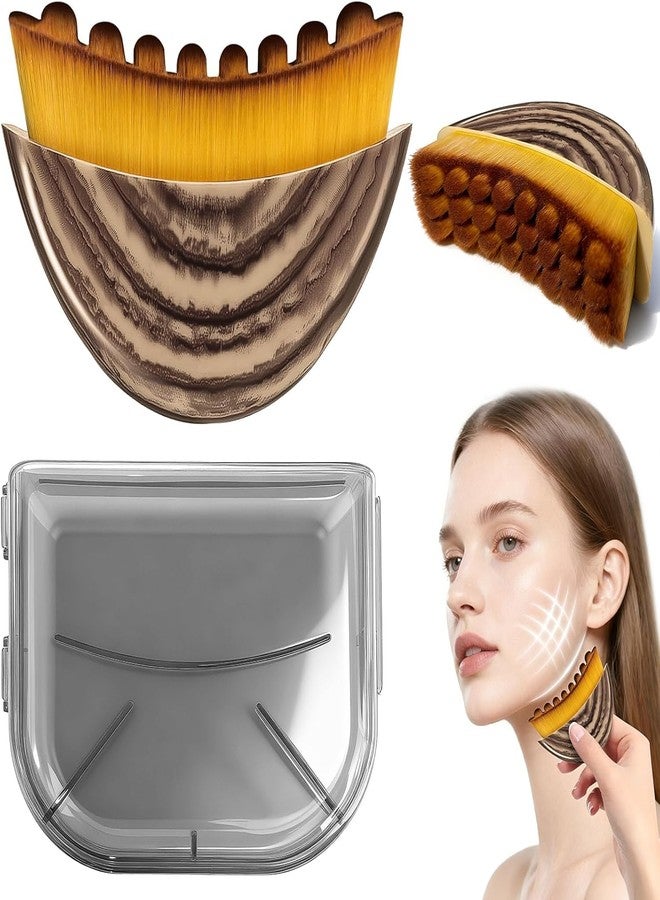 CUBIZ Facial Dry Brush - Lymphatic Contour Face Brush for Lymph Nodes, Chin & Jawline Sculpting - Face Brush, Contour Brush, Facial Cleansing & Lymphatic Drainage Tool for Glowing Skin - Image 1