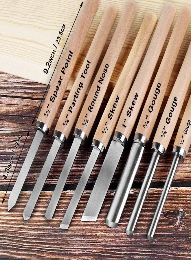 Hanpex 8 Piece Heavy Duty Wood Turning Chisel Set, Lathe Chisel Cutting Tools, (3) Gouge (1) Round Nose (1) Spear Point (2) Skew and (1) Parting Tools for Beginner to Professional - Image 3