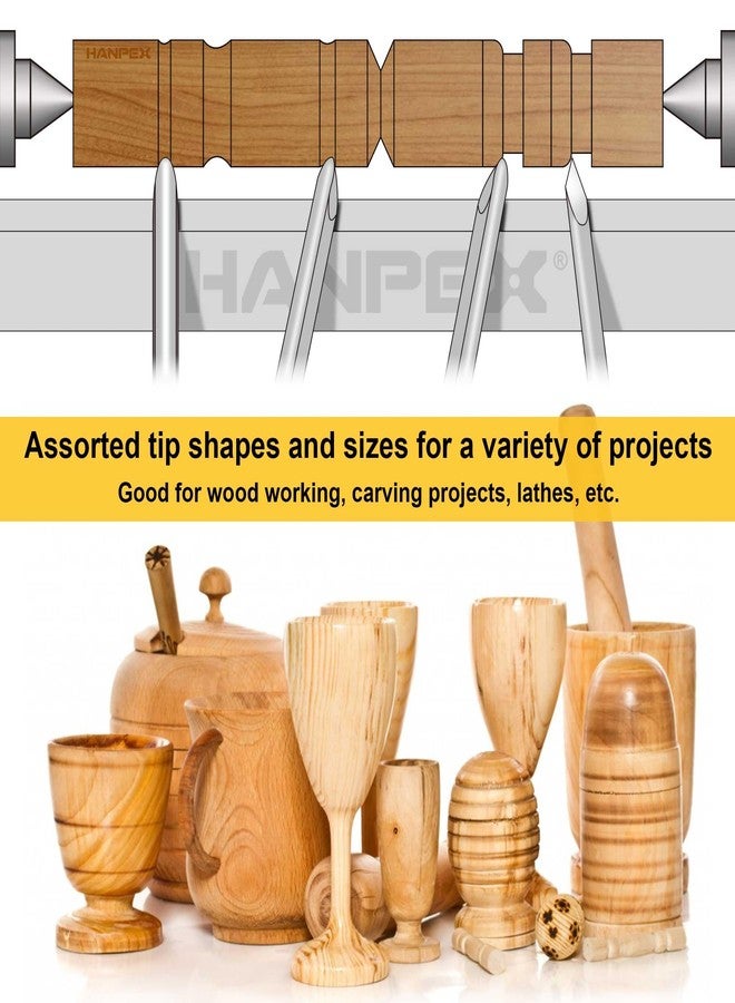 Hanpex 8 Piece Heavy Duty Wood Turning Chisel Set, Lathe Chisel Cutting Tools, (3) Gouge (1) Round Nose (1) Spear Point (2) Skew and (1) Parting Tools for Beginner to Professional - Image 2