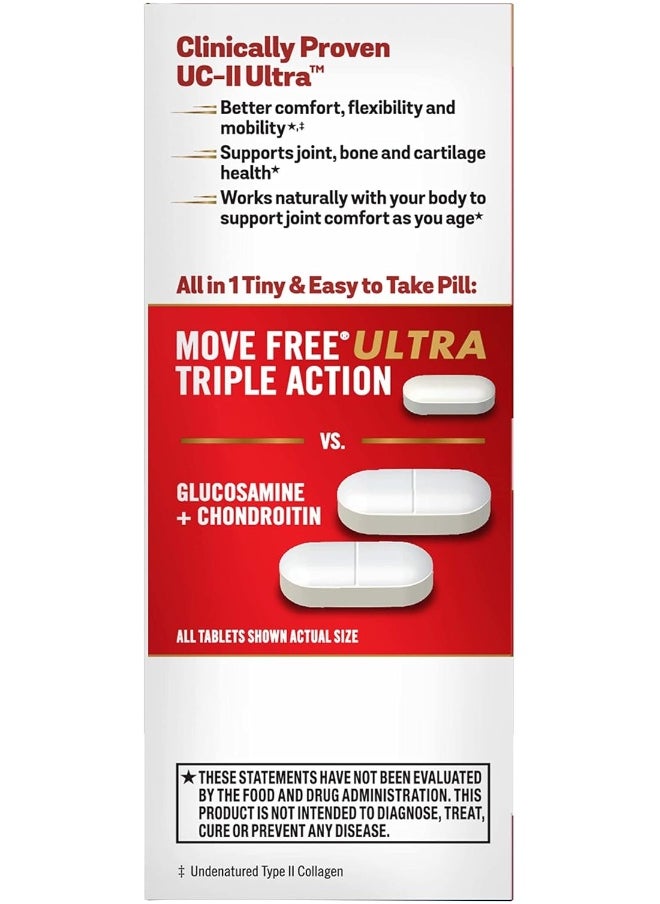 Ultra Triple Action Joint Support Supplement - Type Ii Collagen Boron & Hyaluronic Acid - Supports Joint Comfort, Cartilage & Bones In 1 Tiny Pill Per Day, 64 Tablets (64 Servings)