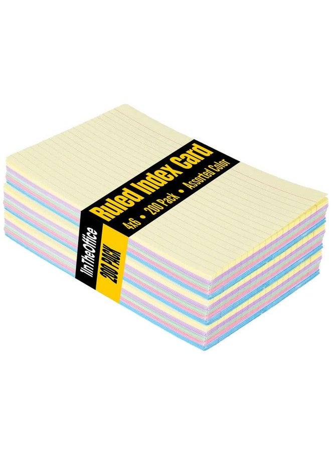 1InTheOffice Index Cards 4X6 Ruled Colored Assorted 200 Pack  - Image 2