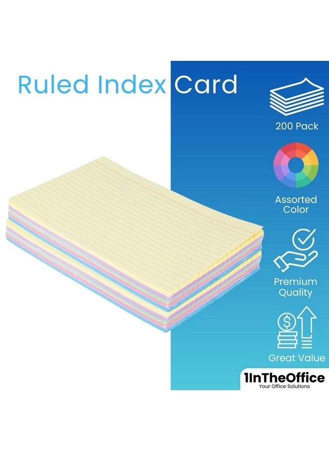 1InTheOffice Index Cards 4X6 Ruled Colored Assorted 200 Pack  - Image 3