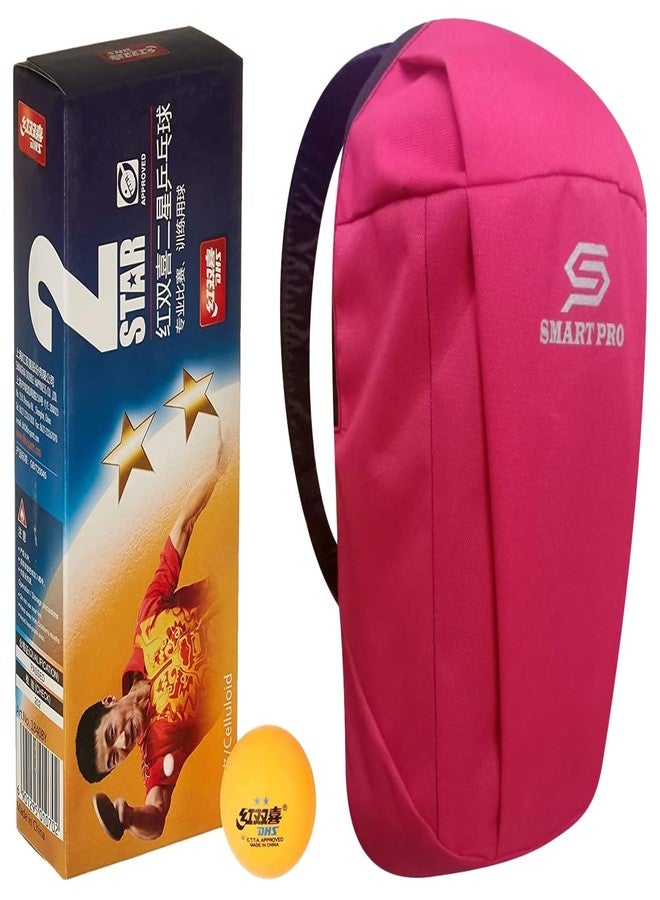 دي إتش أس كرة تنس الطاولة DHS 40 مم، نجمتان، برتقالية (علبة من 10 قطع)، 30 قطعة مع غطاء Smart PRO TT خاص، وردي سريع - Image 2