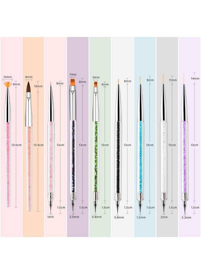 TOCOLES Nail Art Brushes 9Pcs Nail Brushes For Nail Art With Nail Liner Brush And Nail Dotting Pens For Home Use And Professional Nail Salon - Image 2