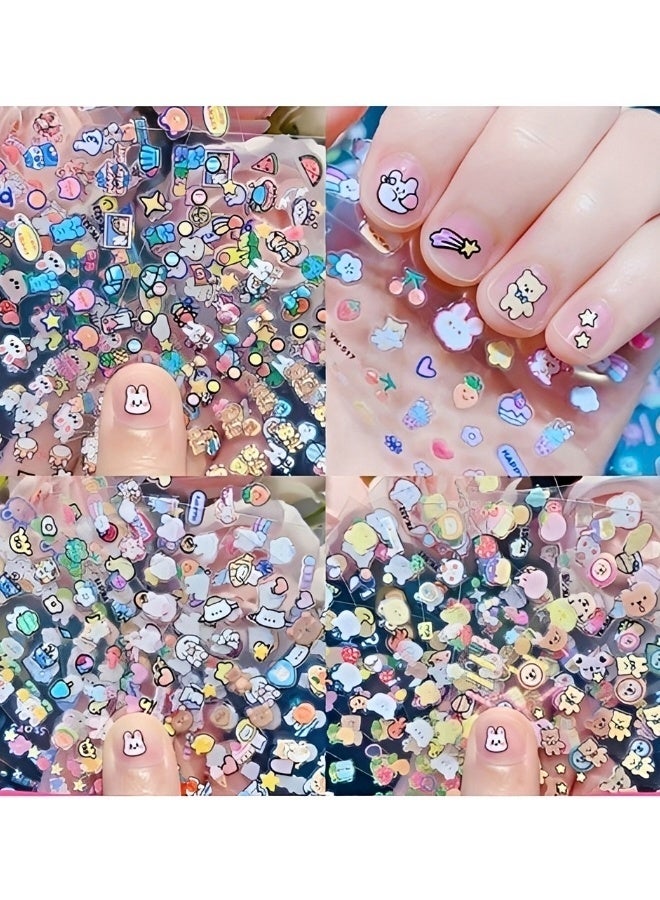 10 Sheets Kids Cartoon Animal Nail Stickers Cute Bunny Chick 3D Self-Adhesive Nail Decals DIY Manicure Decor for Little Girls Gift - Image 3