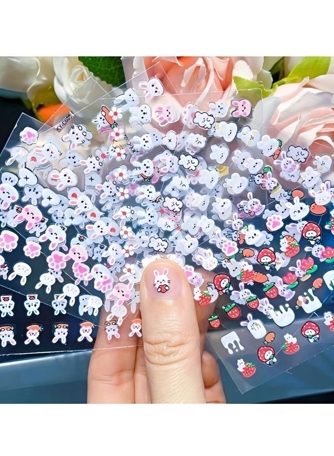 10 Sheets Kids Cartoon Animal Nail Stickers Cute Bunny Chick 3D Self-Adhesive Nail Decals DIY Manicure Decor for Little Girls Gift - Image 5
