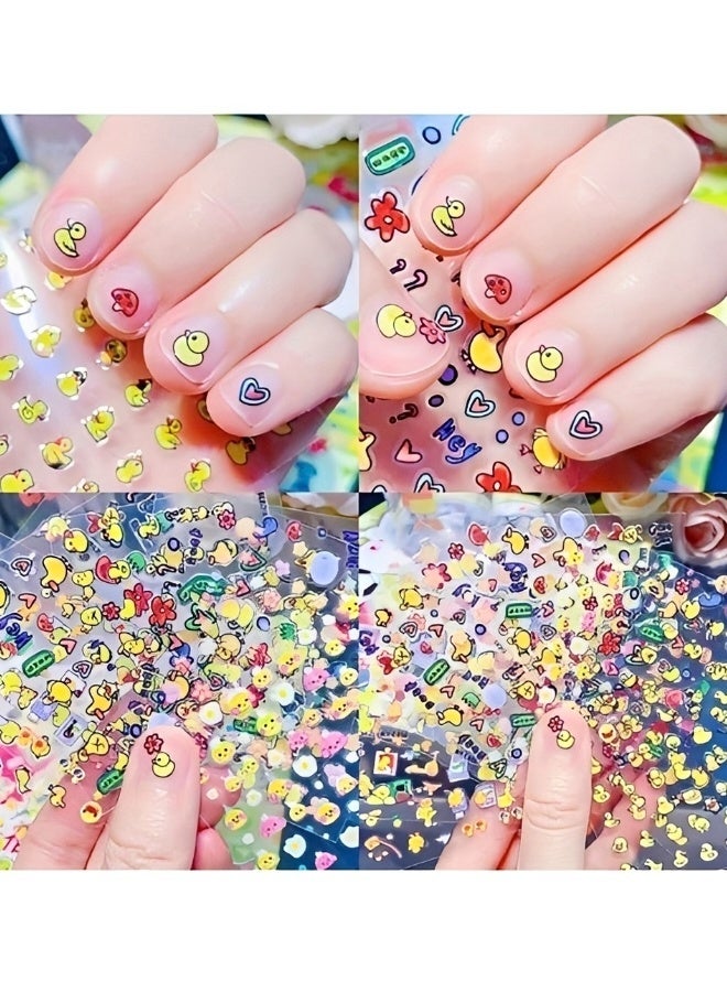 10 Sheets Kids Cartoon Animal Nail Stickers Cute Bunny Chick 3D Self-Adhesive Nail Decals DIY Manicure Decor for Little Girls Gift - Image 2