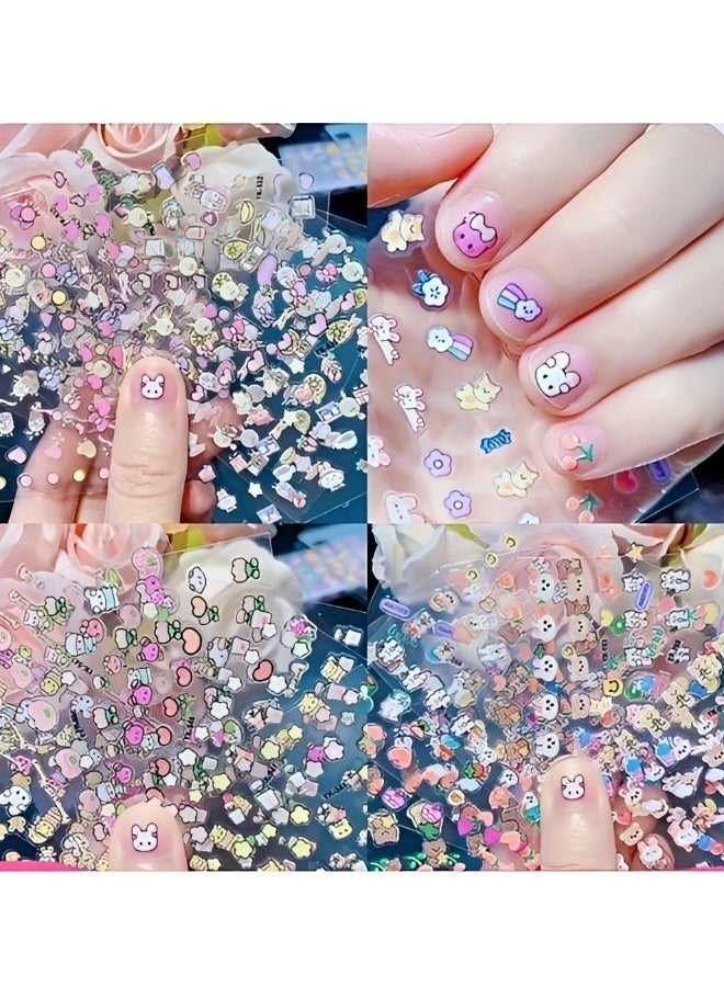 10 Sheets Kids Cartoon Animal Nail Stickers Cute Bunny Chick 3D Self-Adhesive Nail Decals DIY Manicure Decor for Little Girls Gift - Image 4