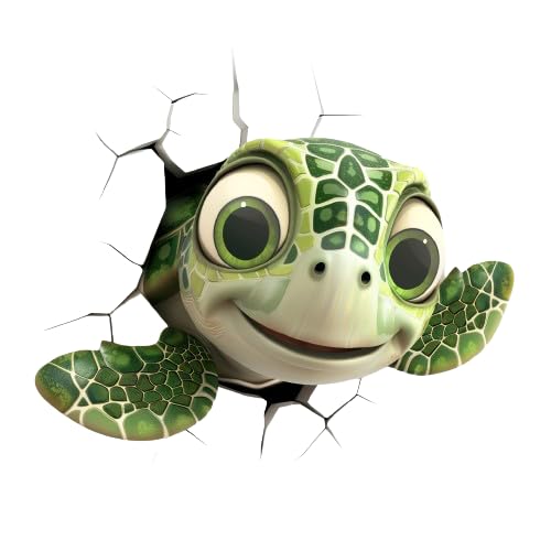 MAKTEM Peeking Baby Sea Turtle for Car Sticker Decals, Cute 3D Cartoon Beach Ocean Animal, Funny Unique 3D Peeking Car Decals for Auto Bumper, Window, Auto Panel, 5x3in, 1PC(Turtle) - Image 1