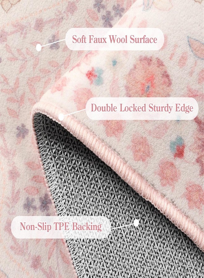 لايف بوكس سجادة ممر قابلة للغسل من لايف بوكس، مقاس 2 × 6 أقدام، سجاد مانع للانزلاق للممرات بطول 6 أقدام، سجاد بوهيمي مزهر ناعم ذو وبر منخفض لغرفة النوم، غرفة الغسيل، المدخل، الحمام (وردي فاتح) - Image 3