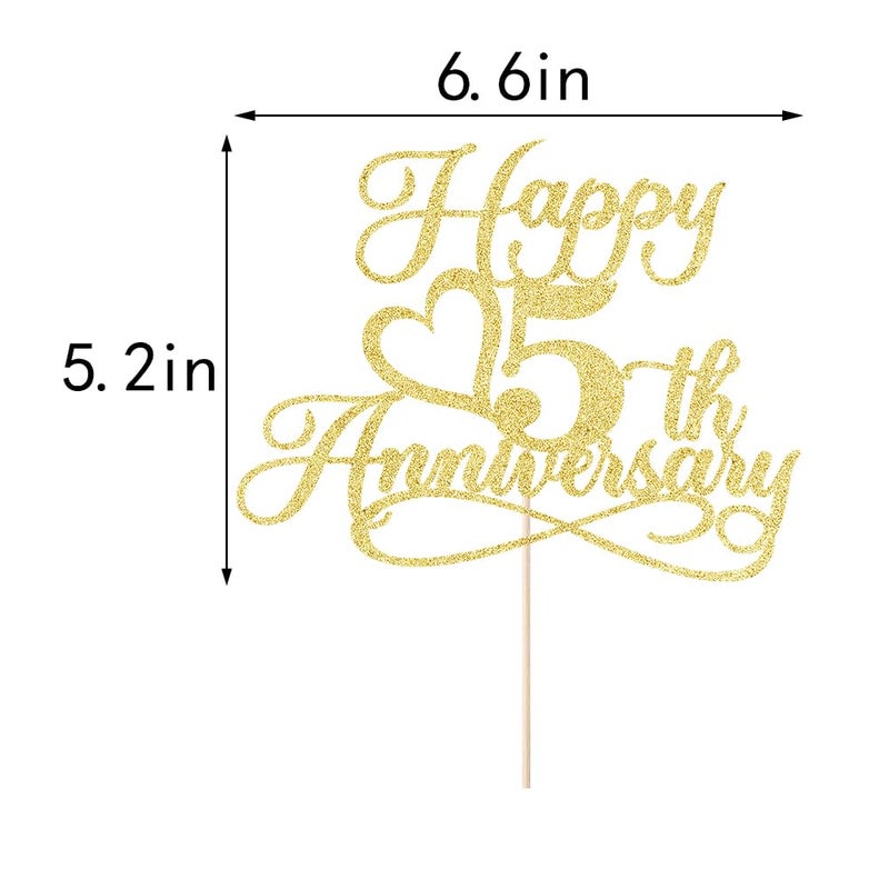 YUINYO Glitter Happy 5th Anniversary Cake Toppers -Wedding Anniversary Party Decorations  5th Wedding Anniversary  Company Anniversary Party  Birthday Party Decorations (Gold-5) - Image 3