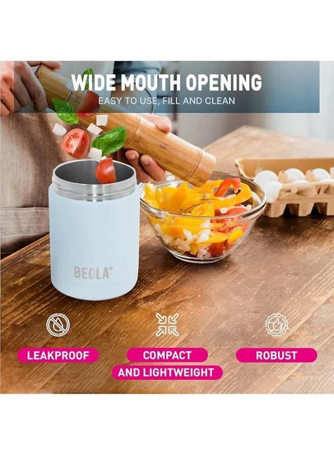 بيولا حافظة طعام ستانلس ستيل عزل مزدوج للرحلات صندوق غداء سعة ٤٥٠ مل لون بلو آيس - Image 4