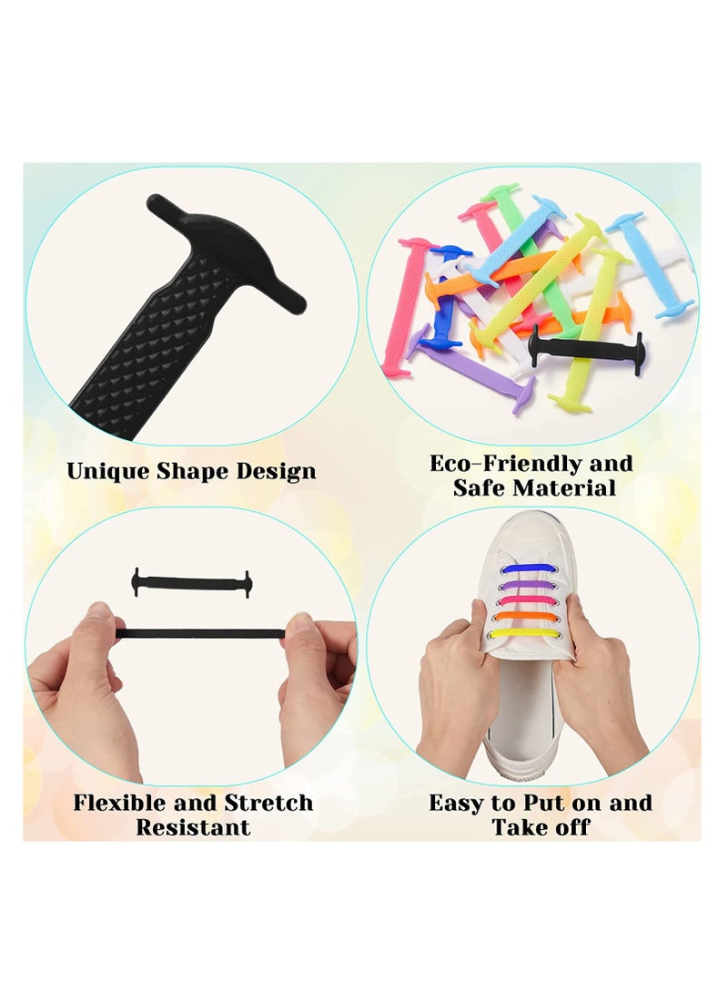 KASTWAVE No Tie Shoelaces for Adults, Stretch Silicone Elastic Shoe Laces, Lazy Quick Tie Tieless Waterproof Wash-free Shoe Laces for Sneakers Running Shoes, and Casual Shoes Black - Image 2