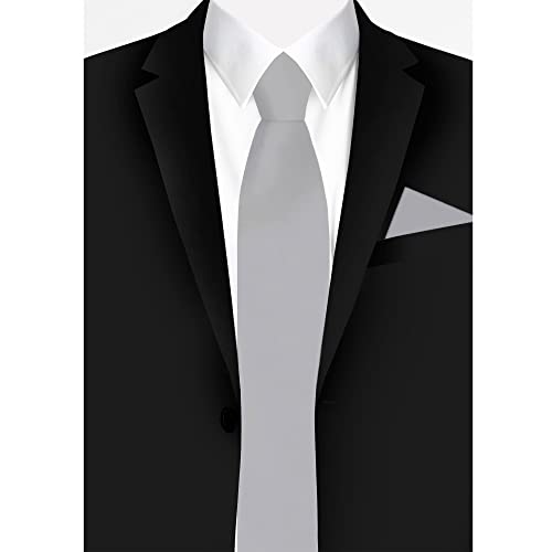 Jacob Alexander Solid Color Men's Regular Tie - Platinum Silver - Image 3