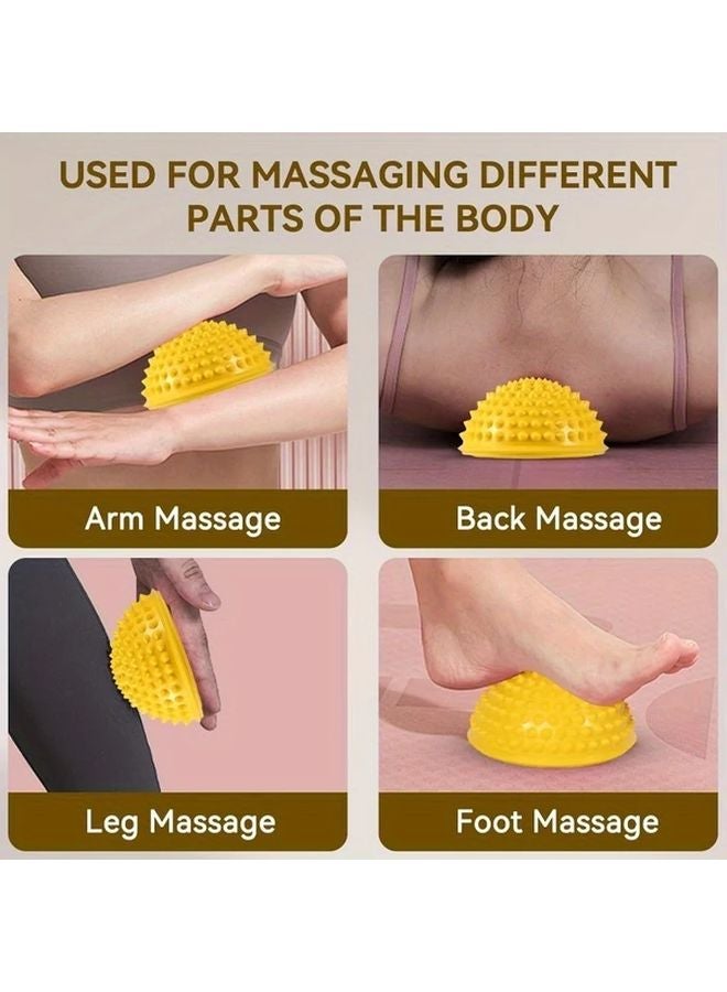 Yellow Hedgehog Balance Pods 3pcs Inflatable PVC Half Spheres for Yoga Training Foot Massage Home Gym - Image 3