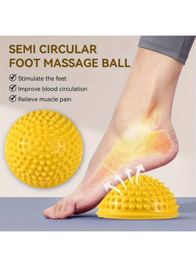 Yellow Hedgehog Balance Pods 3pcs Inflatable PVC Half Spheres for Yoga Training Foot Massage Home Gym - Image 2