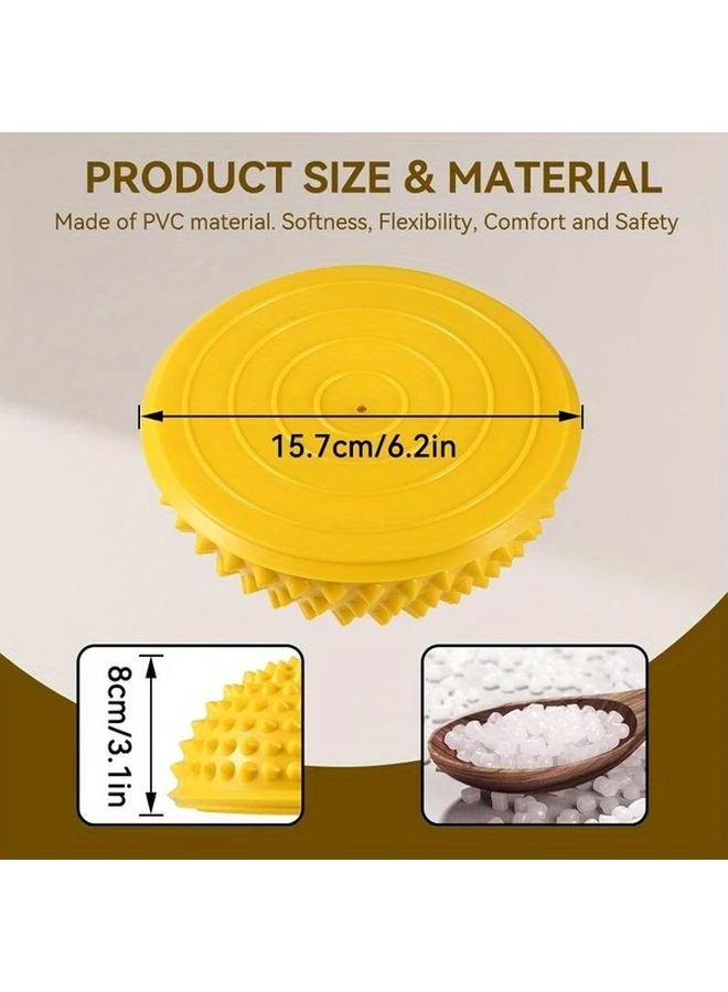 Yellow Hedgehog Balance Pods 3pcs Inflatable PVC Half Spheres for Yoga Training Foot Massage Home Gym - Image 4