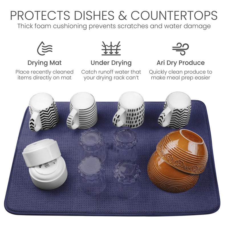 Bellemain XXL Dish Mat Microfiber Dish Drying Mat, Super absorbent (Navy, 17" x 24") - Image 5