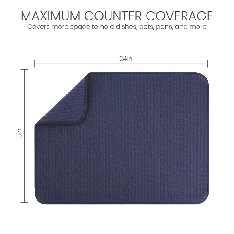 Bellemain XXL Dish Mat Microfiber Dish Drying Mat, Super absorbent (Navy, 17" x 24") - Image 2