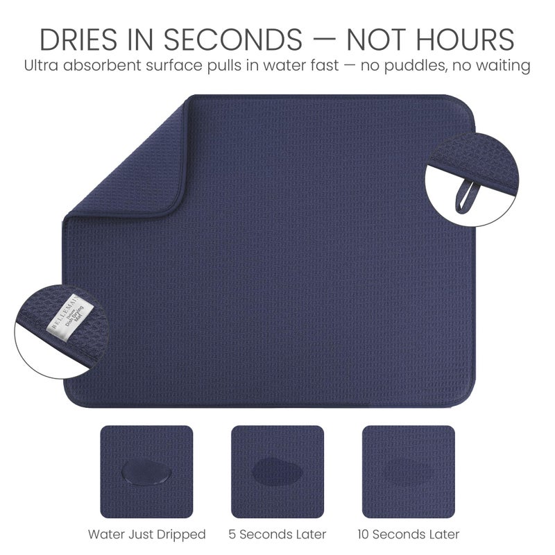 Bellemain XXL Dish Mat Microfiber Dish Drying Mat, Super absorbent (Navy, 17" x 24") - Image 3