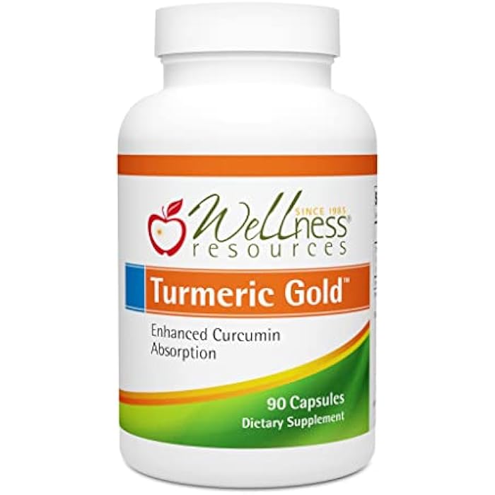 Wellness Resources Turmeric Gold Caps with TurmiPure Turmeric Extract - 90 Servings - Highest Curcuminoid Bioavailability - Non-GMO, Vegan, Gluten-Free Turmeric Supplement … - Image 1