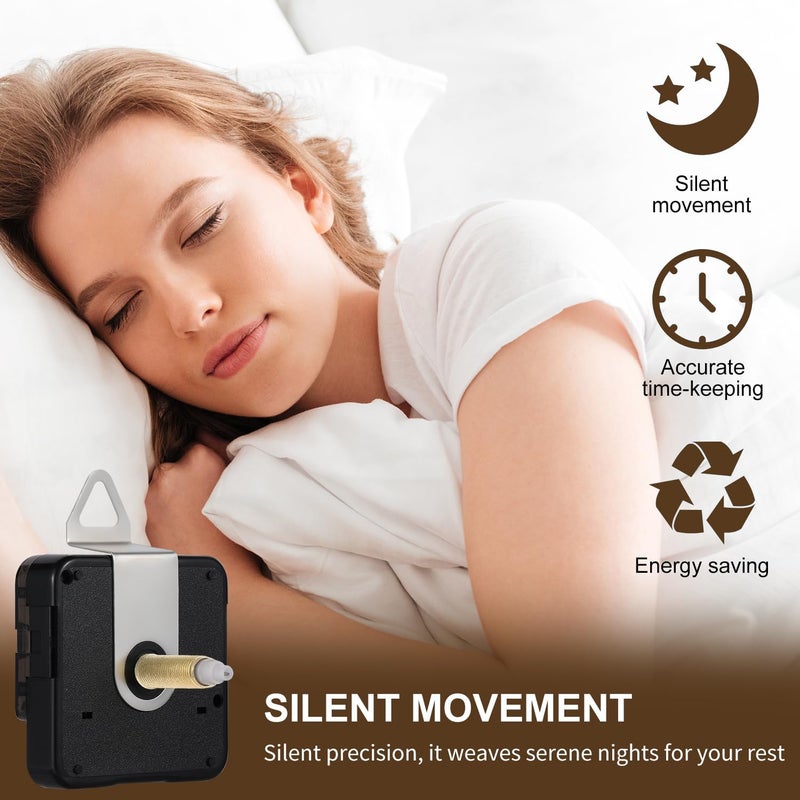 EMOON 2-Pack Quartz Clock Movement Replacement, Battery Operated Silent Clock Mechanism Kit for DIY Wall Clock Repair & Custom Clocks, Total Shaft Length 32mm*2 - Image 5