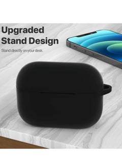 MIGOFAST Compatible with AirPods Pro 2nd Generation Case Cover Protective Silicone Skin Accessories with Keychain for Women Men for Apple AirPods Pro Gen 2 2022 Front LED Visible Black  - Image 2