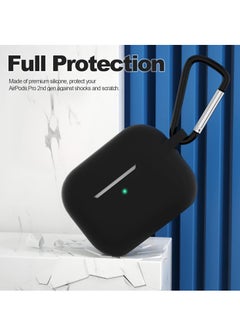 MIGOFAST Compatible with AirPods Pro 2nd Generation Case Cover Protective Silicone Skin Accessories with Keychain for Women Men for Apple AirPods Pro Gen 2 2022 Front LED Visible Black  - Image 4
