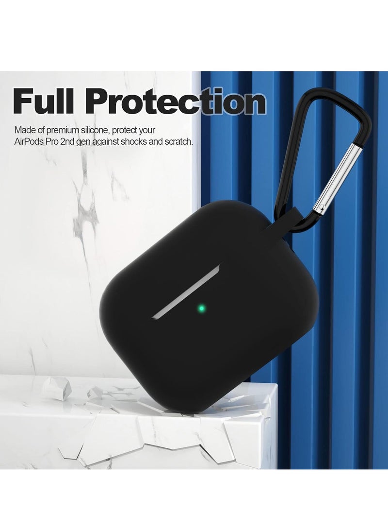 MIGOFAST Compatible with AirPods Pro 2nd Generation Case Cover Protective Silicone Skin Accessories with Keychain for Women Men for Apple AirPods Pro Gen 2 2022 Front LED Visible Black - Image 4