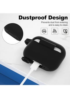 MIGOFAST Compatible with AirPods Pro 2nd Generation Case Cover Protective Silicone Skin Accessories with Keychain for Women Men for Apple AirPods Pro Gen 2 2022 Front LED Visible Black  - Image 5