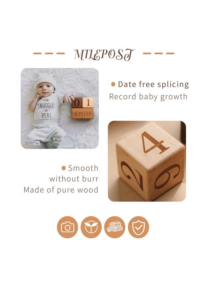 Promise Babe Milestone Blocks Set of 3, Baby Age Blocks for Monthly, Milestone Wooden Photo Props Set Perfect for Baby Shower and Keepsake (Blocks Style) - Image 4