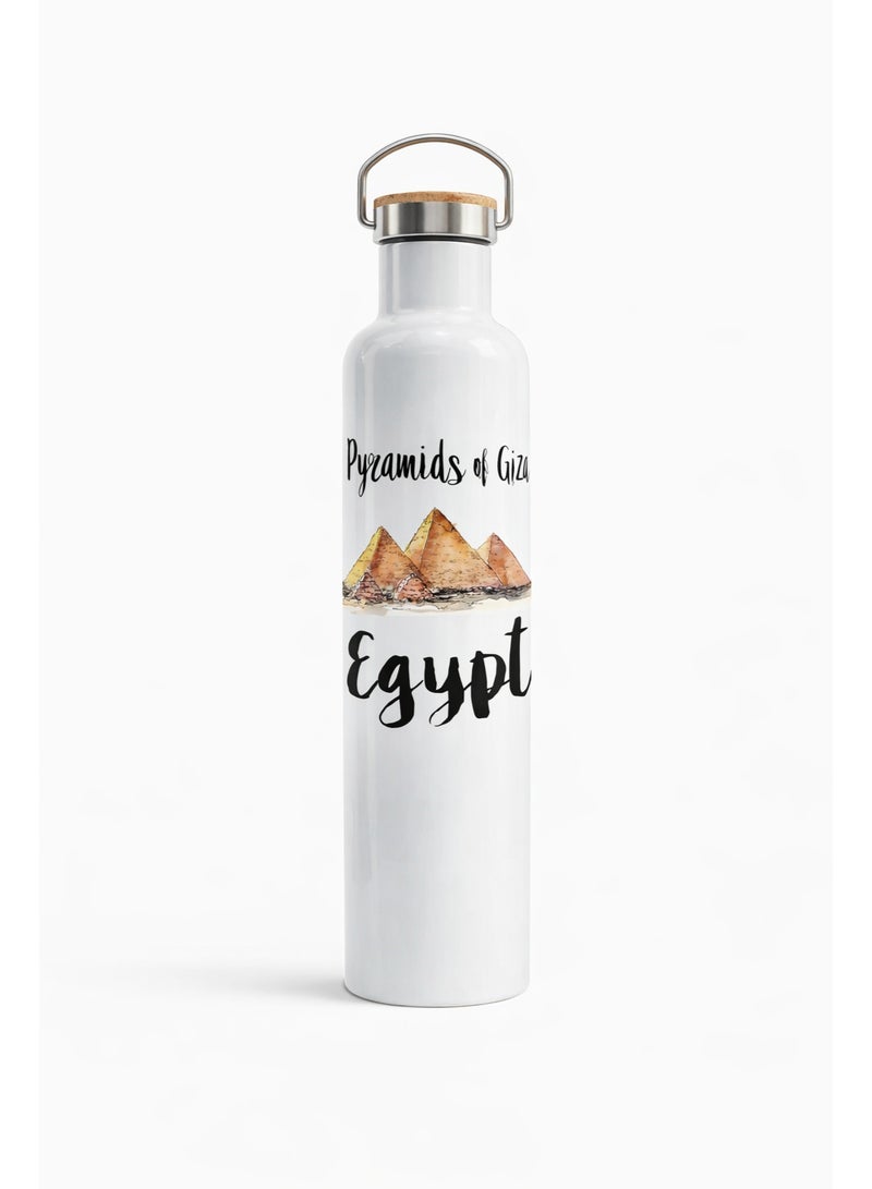 ميلز زجاجة مياه معزولة من الفولاذ المقاوم للصدأ بتصميم أهرامات مصر - Image 1