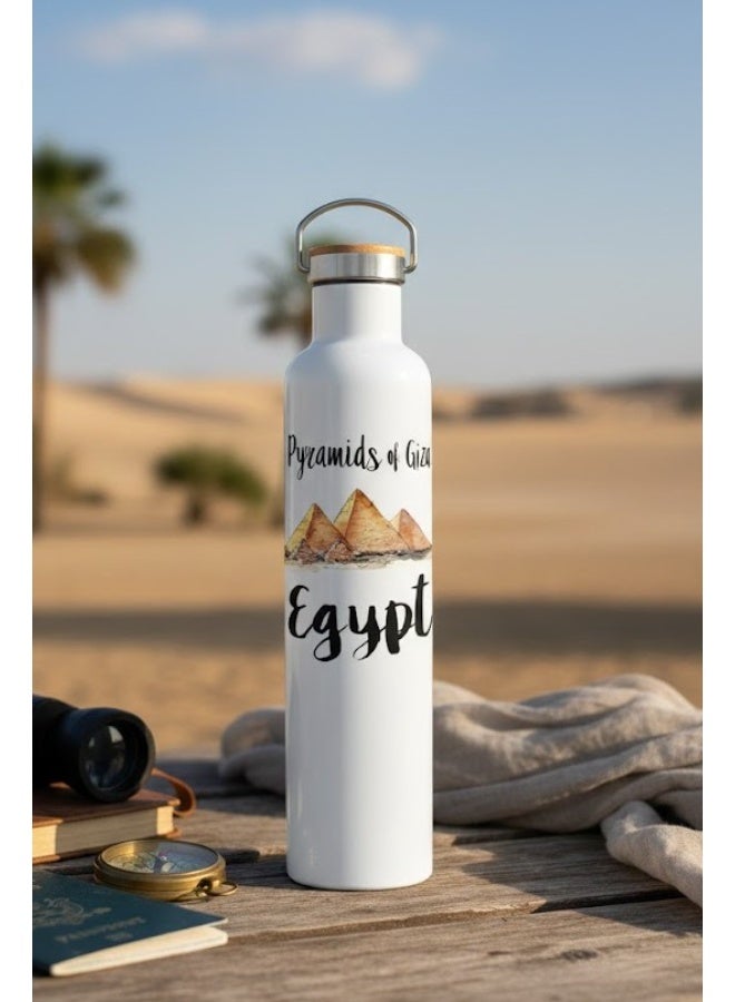 ميلز زجاجة مياه معزولة من الفولاذ المقاوم للصدأ بتصميم أهرامات مصر - Image 2