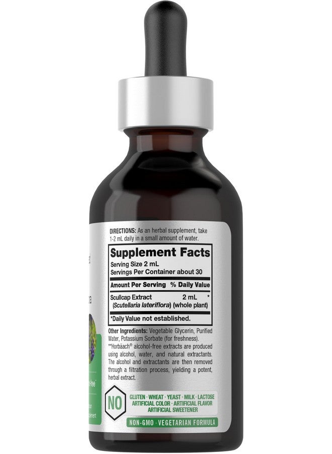 Horbäach Scullcap Herb Liquid Extract | 2 fl oz Tincture | Super Concentrated | Alcohol Free, Vegetarian, Non-GMO, Gluten Free Skullcap Supplement - Image 2