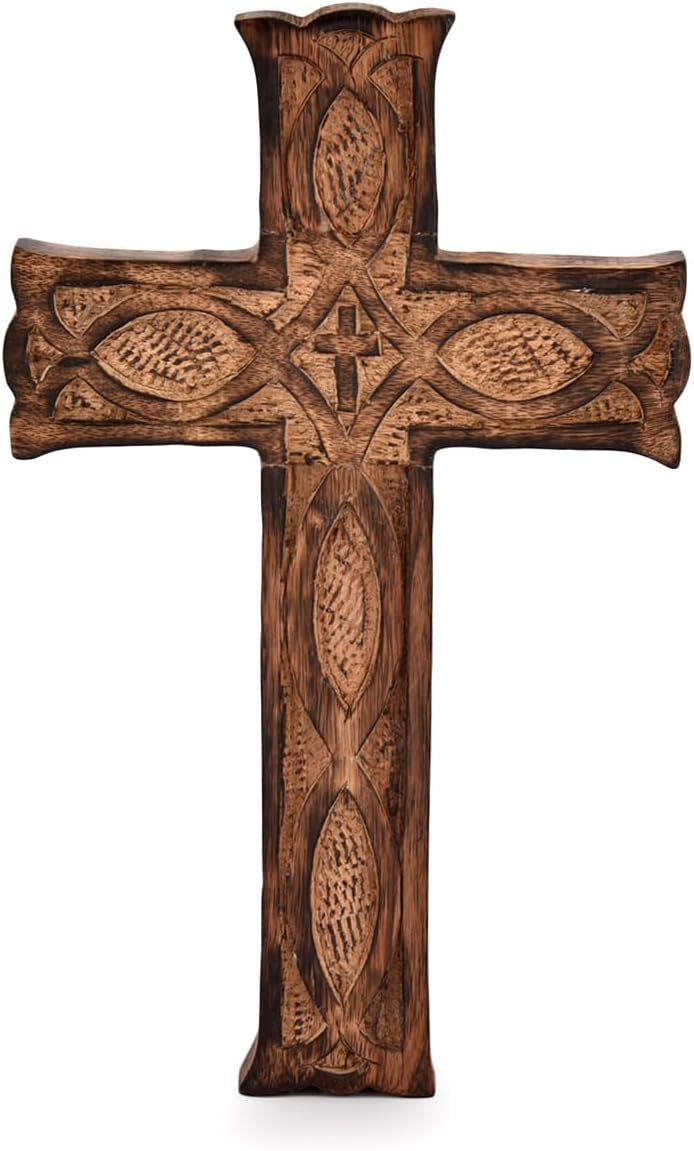 NIRMAN Handmade Wooden Wall Cross Church Home Room Décor - Image 1