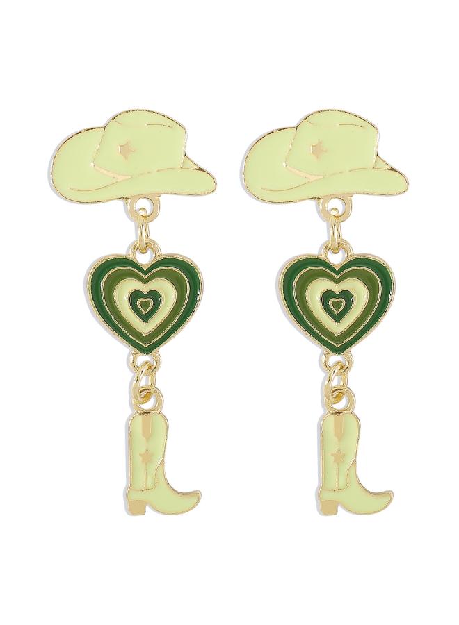E 0365 Fashion Jewelry Modern Fashionable Girl Earrings Hat Love Cowboy Boots Oil Dropping Multi-layer Earrings